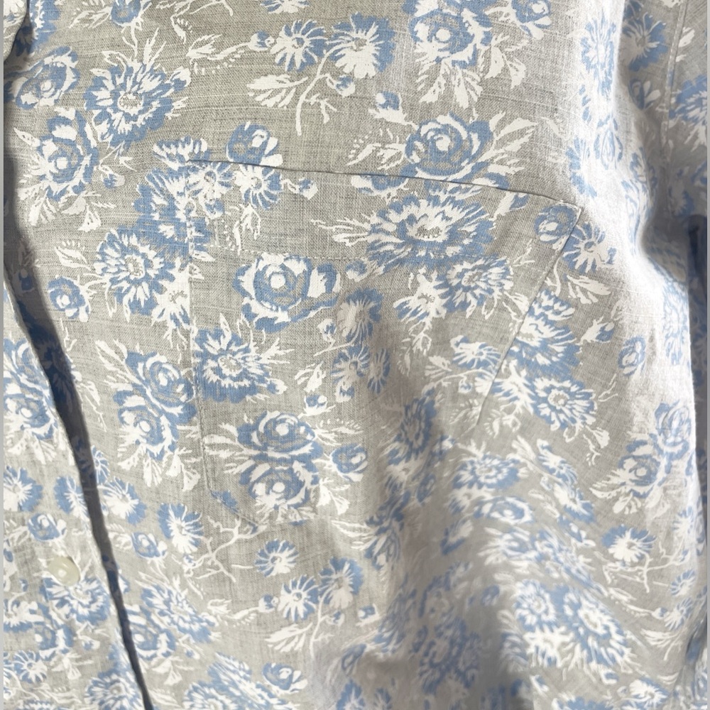 Frank & Eileen Grayson the Hero Blue Floral Button Up Cotton Shirt Size 4 - Picture 6 of 9